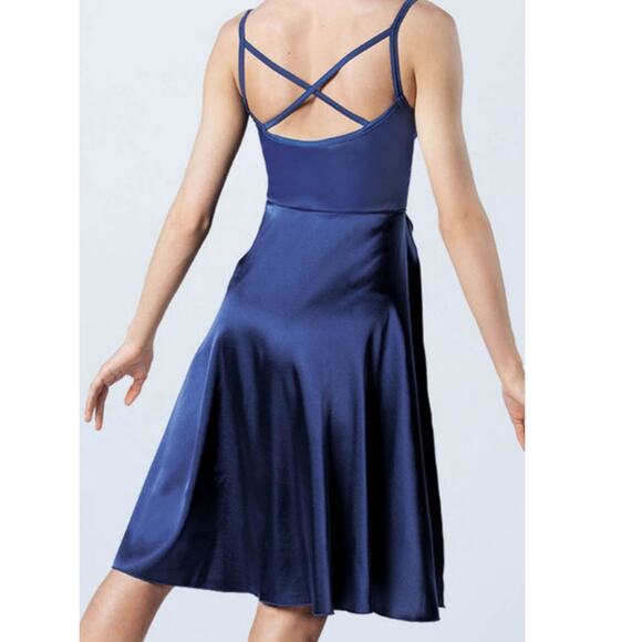 Weissman Blue Fairy Silky High Slit Dress Size ? Whimsy Stretch Leotard Lined - Picture 2 of 15